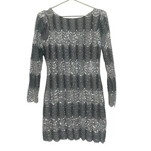 Charlotte Russe Metallic Long Sleeve Dress Sequin Sparkly Party Dress